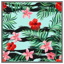 Red & pink tropical plants (Picutre Frame) Grey | M
