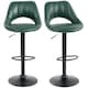 image 1 of HOMCOM Bar Stools Set of 2, Swivel Barstools with Adjustable Height, Backrest and Footrest,  Modern PU Leather Upholstered Breakfast Bar Chairs for Kitchen Island, Counter, Dining Room, Dark Green | Green | Green