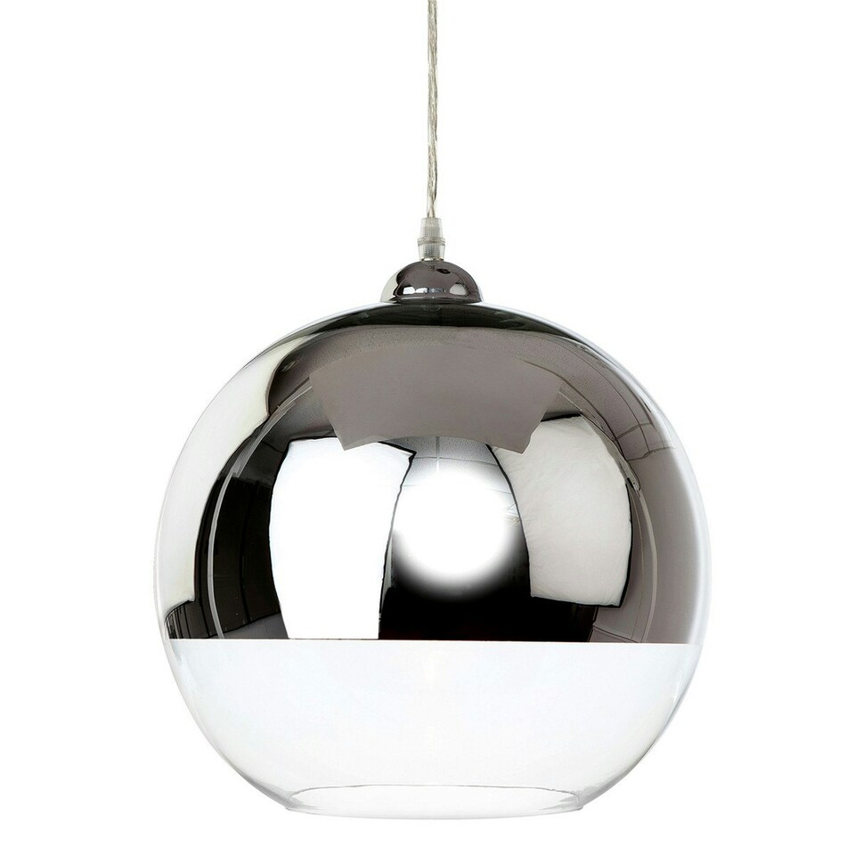 Club 1 Light Globe Ceiling Pendant Chrome and Clear Glass, E27
