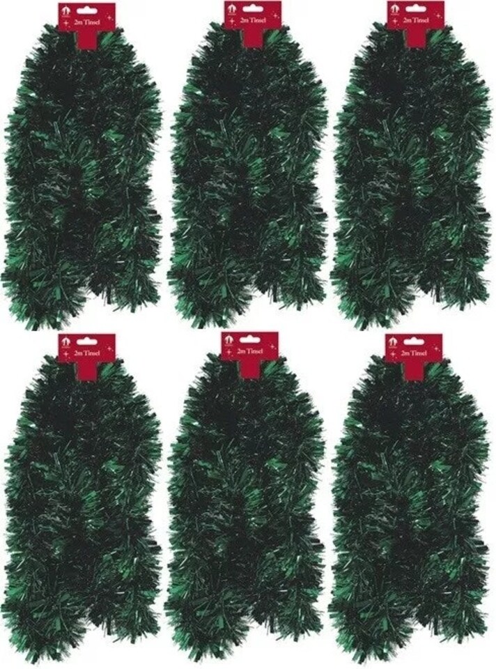 image 1 of 6 x 2 Metres Pack Green Chunky Christmas Tinsel