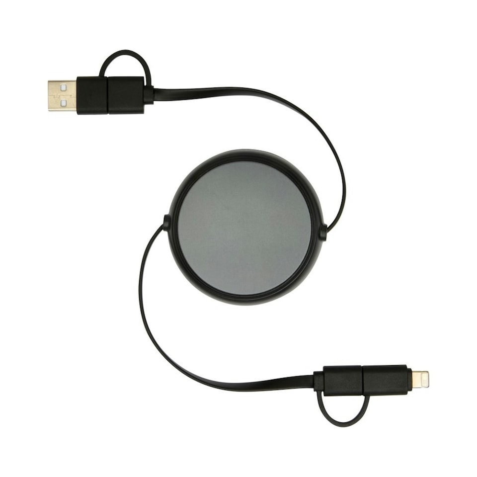 image 1 of Alasia Aluminium 5 in 1 Retractable Connector Cable - Solid Black - One Size