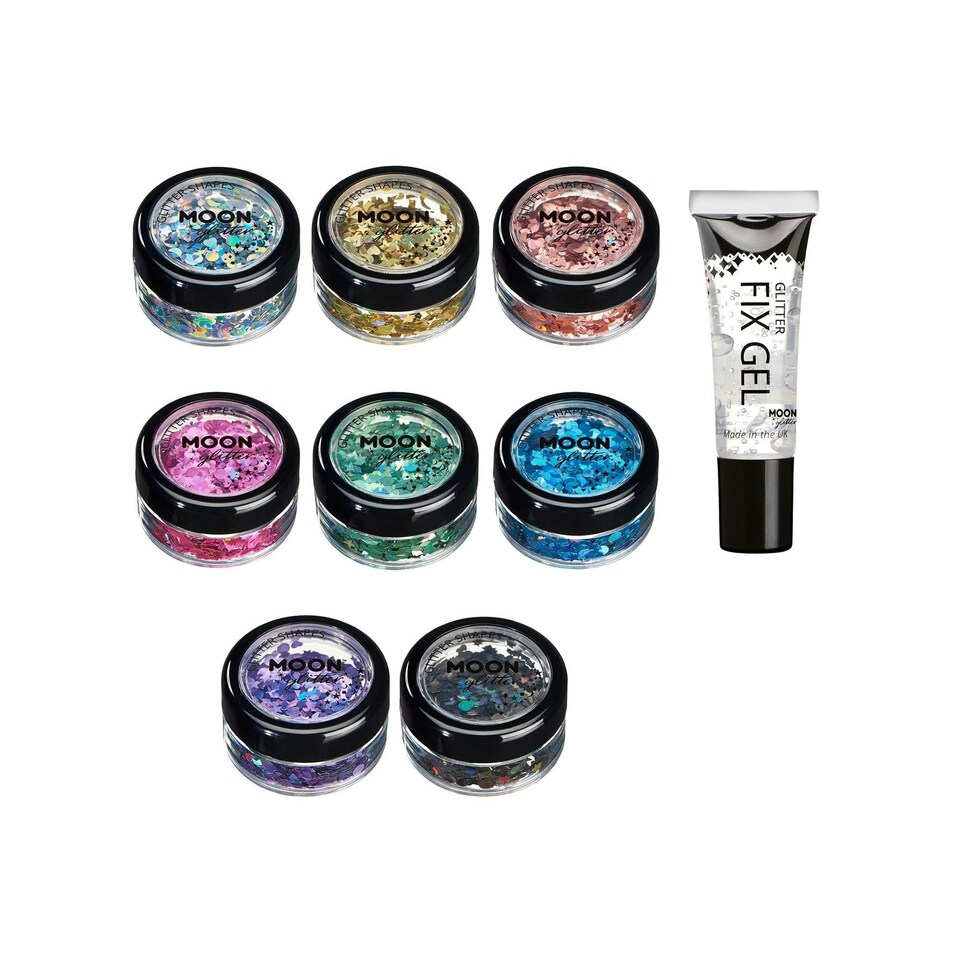 image 1 of Moon Glitter Holographic Glitter Shapes Set - Multicoloured - One Size Multi
