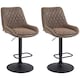 image 1 of HOMCOM Breakfast Bar Stools Set of 2 with 51x40cm Wide Seat, Height Adjustable Kitchen Counter Chairs, Retro Swivel Upholstered Barstools with Back, Footrest and Steel Base, Coffee