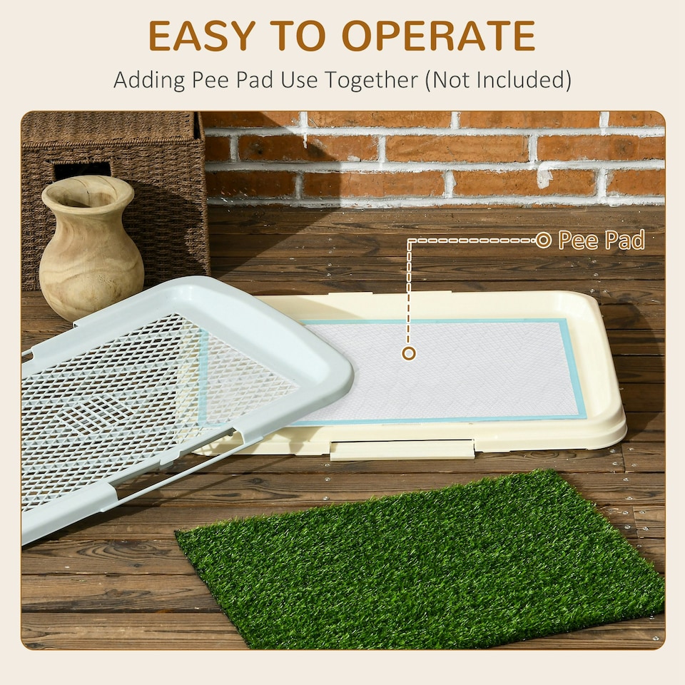 image 1 of PawHut Dog Toilet Indoor w/ Artificial Grass, Grid Panel, Tray, 63 x 48.5cm