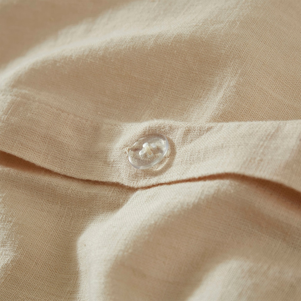 image 1 of Touch Of Linen - Creamy Almond - Duvet Cover Set (Includes 2 Pillowcases - 1 For Single) Cream | Creamy Almond | King