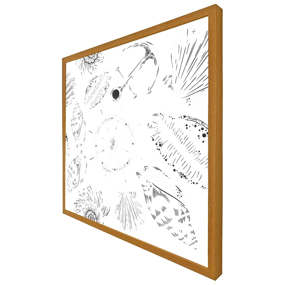 image 1 of Drawn nautical elements (Picture Frame) Brown | XL