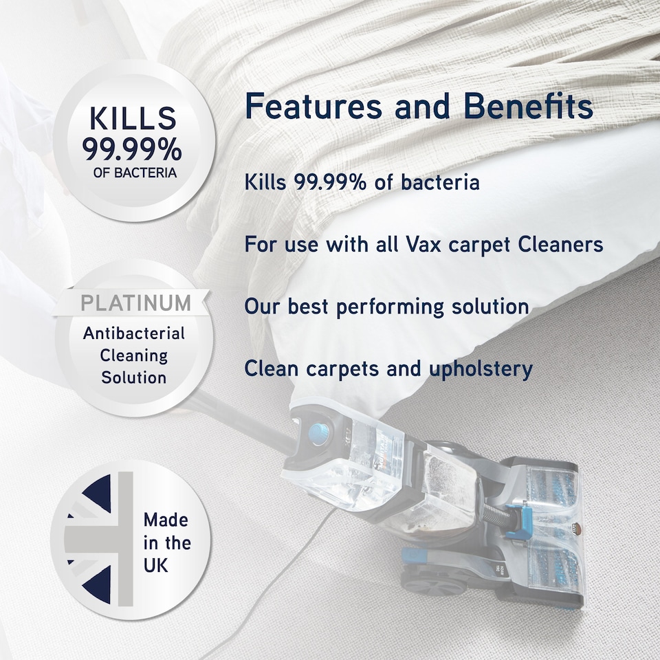 image 1 of VAX Platinum Antibacterial Carpet Cleaning Solution 4L