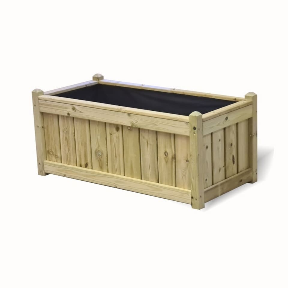 image 1 of Elegant Rectangular Trough Planter - Timber - L50 x W100 x H52 cm - Minimal Assembly Required | Brown