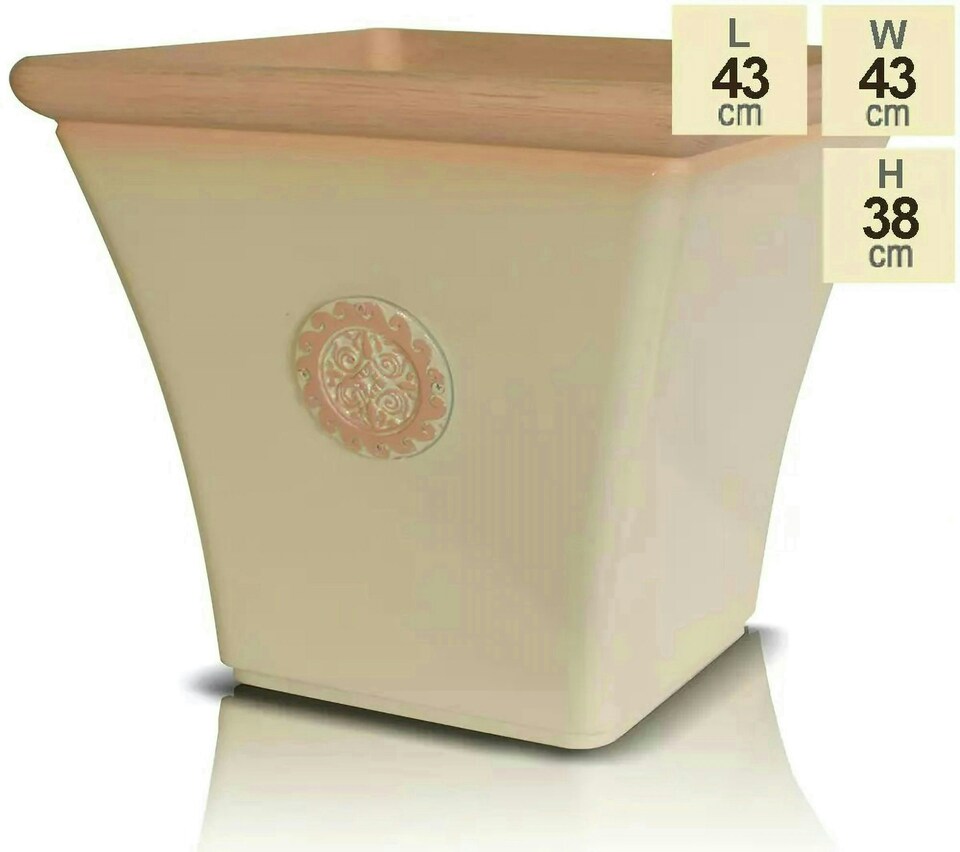 image 1 of Primrose Terracotta Flared Square Tuscan Planter in Light Pistachio 44cm