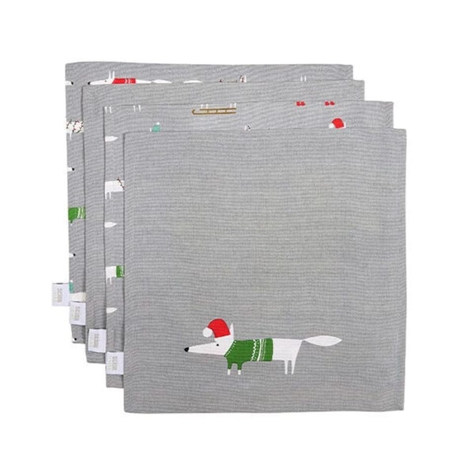 image 1 of Scion Living Mr Fox Christmas Napkins Set of 4