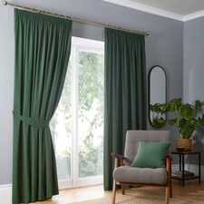 Fusion Dijon Pencil Pleat Curtains Bottle Green