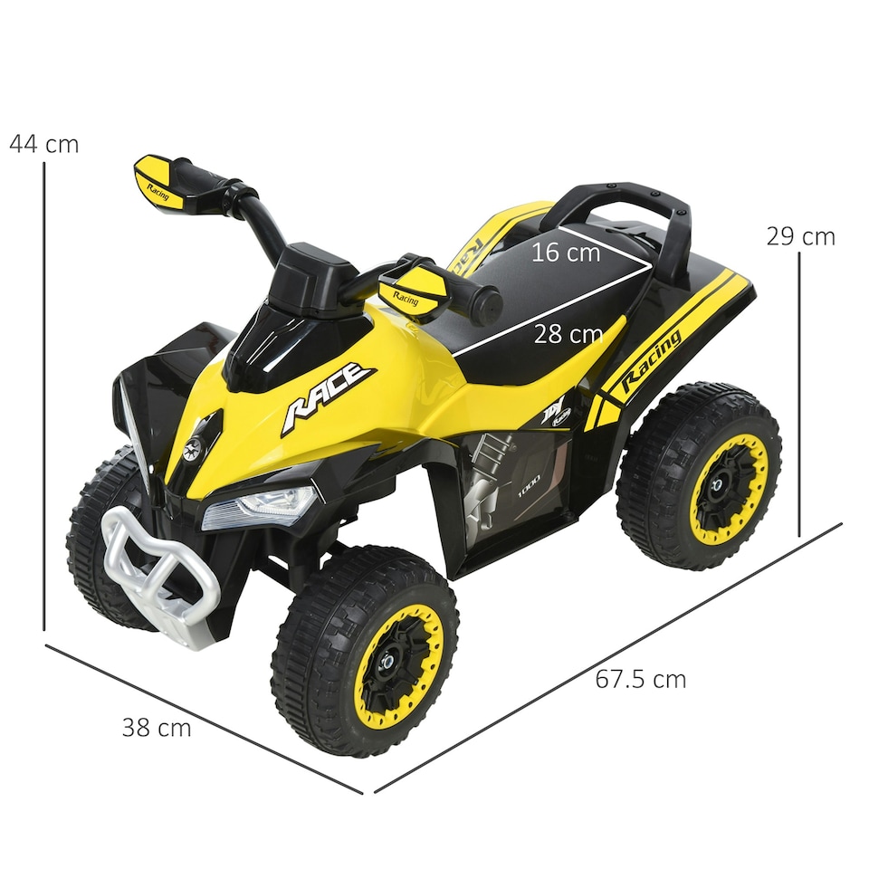 image 1 of HOMCOM No Power Quad Toddler Ride on Car Foot-to-Floor Sliding Yellow