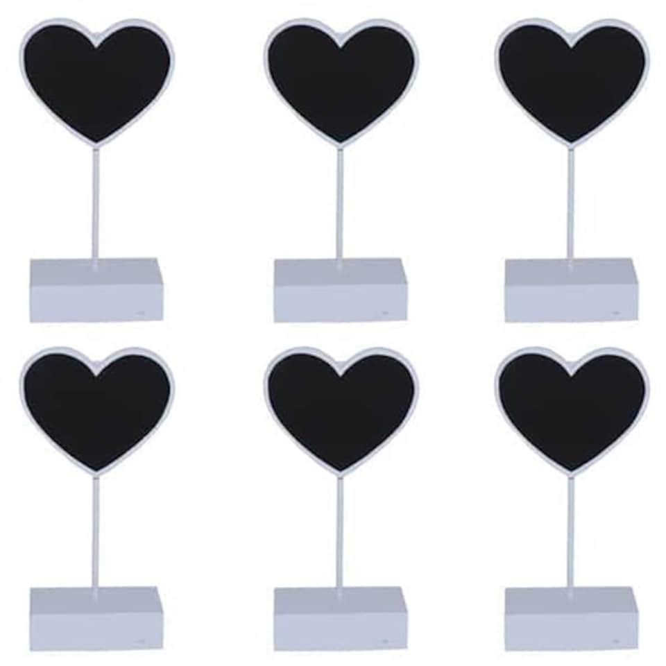 Heart Place Card Holder Chalk Board in White - Pack of 6