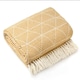 image 1 of Geo Diamond Collection Recycled Cotton Throw in Ochre (70" x 100") | Yellow | Yellow