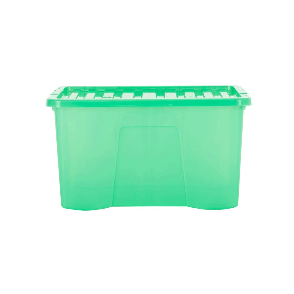 image 1 of Wham Crystal 5 x 60L Stackable Plastic Storage Boxes with Lids Green