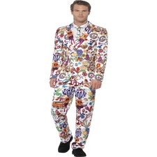 Groovy Suit - Multi-Coloured - with Jacket - Trousers & Tie - 24592L L