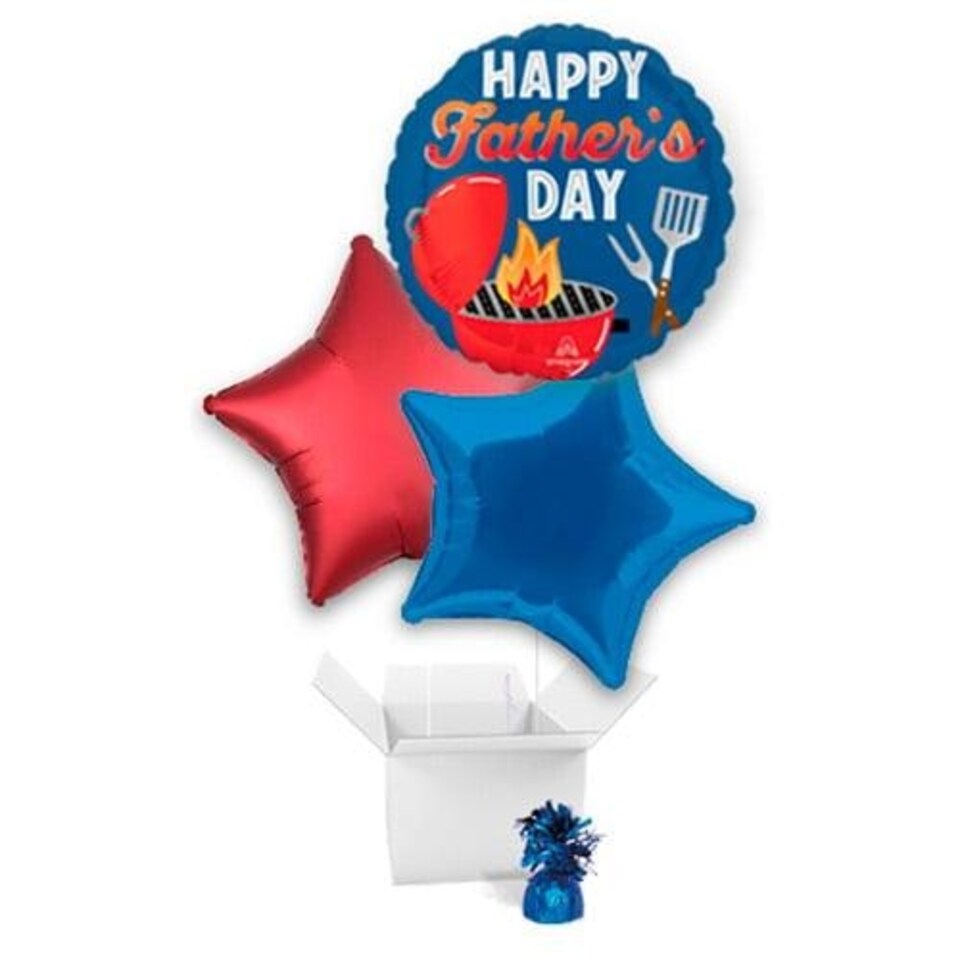 Grill-iant Dad Father's Day Round Foil Helium Balloon Bouquet - 3 Inflated Balloons In A Box Multi