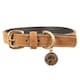 image 2 of Benji & Flo Noble Suede Dog Collar - Tan/Gold - XL