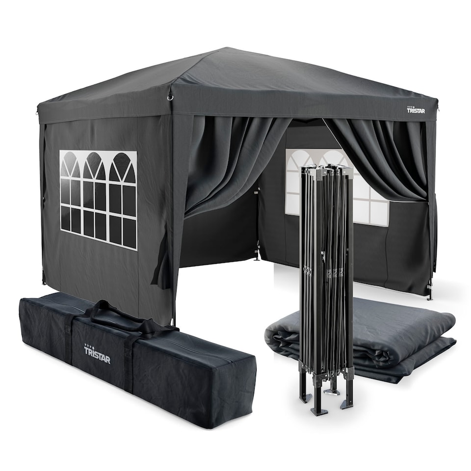 image 1 of Tristar 3x3m Gazebo - Easy Up - PT-7802 - With Side Walls - Gazebo - Waterproof - - Includes Carry Bag - Anthracite