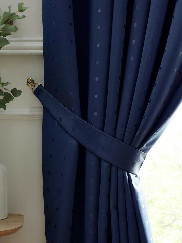 image 1 of Adison Lined Pencil Pleat Taped Curtains - 229cm x 183cm - Navy