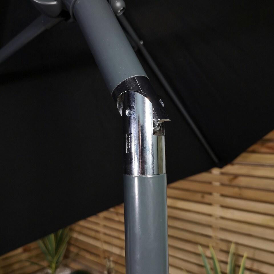 image 1 of 2m Aluminium Garden Patio Sun Shade Parasol with Tilt and Crank in Black
