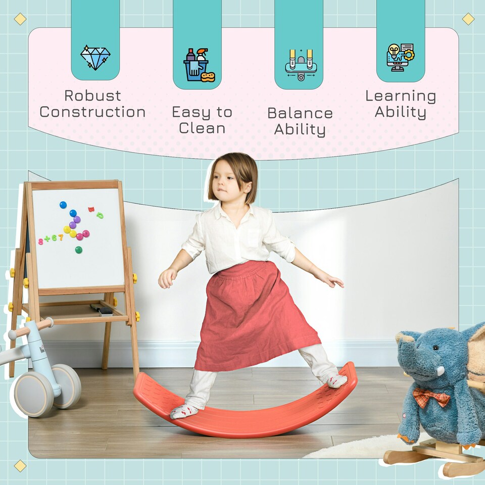 image 1 of ZONEKIZ Balance Board, Kids Wobble board, Montessori Toy for 3-6 Years, Blue