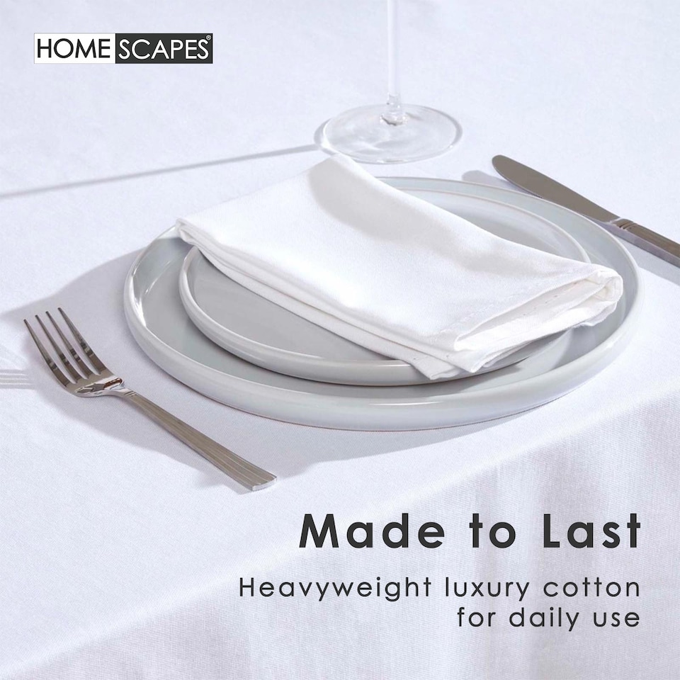 image 1 of Homescapes White Tablecloth - 178 x 300 cm | White | 178cm x 300cm (70" x 120")