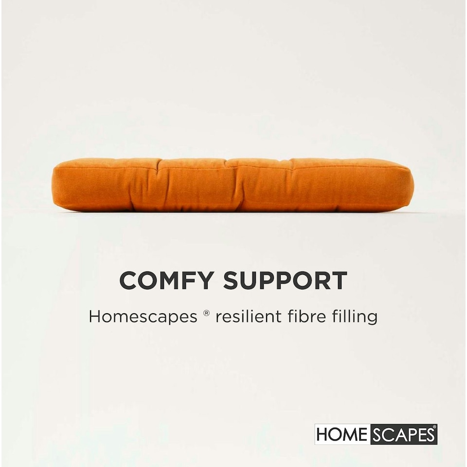 image 1 of Homescapes Set of 4 Seat Pads Luxury 100% Cotton Velvet Indoor Outdoor Garden Dining Cushion Orange | 40 x 40 cm