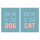 image 1 of Set of 2 You Me And The Cat Dog Lover Retro Teal Blue Pink Wall Art Prints 12x16 Inch