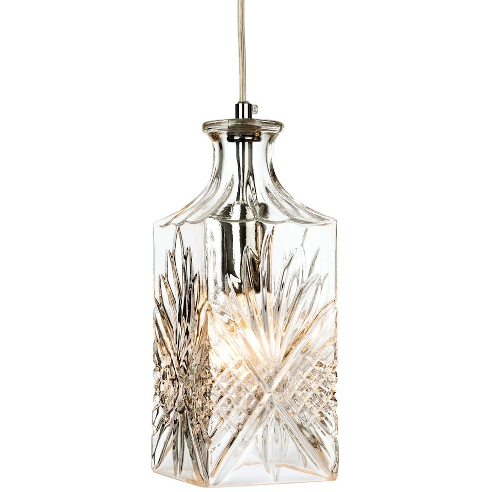 Decanter 1 Light Ceiling Pendant Chrome, Clear Decorative Glass, E14