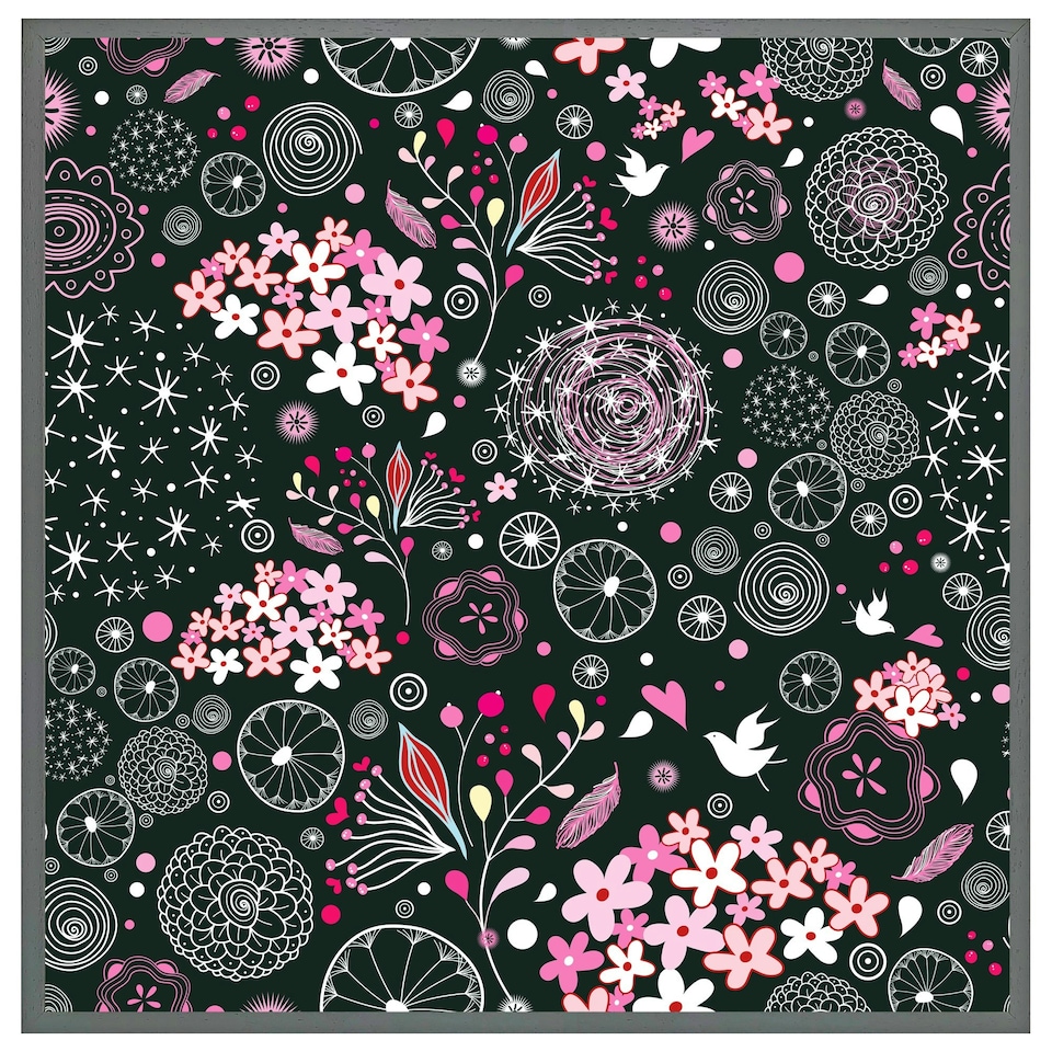 image 1 of Different flowers, shapes & birds (Picture Frame) Brown | M