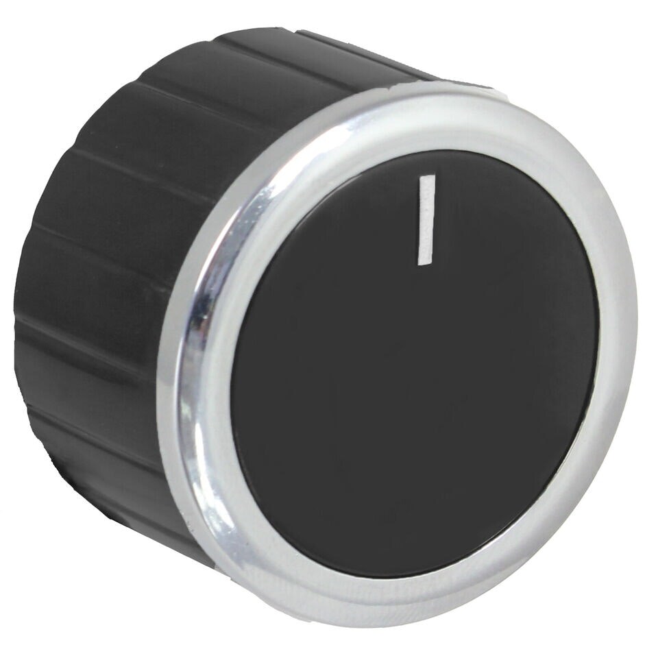 image 1 of SPARES2GO Universal Black Chrome Control Knobs for All Makes and Models of Oven Cooker & Hob (Pack of 4)