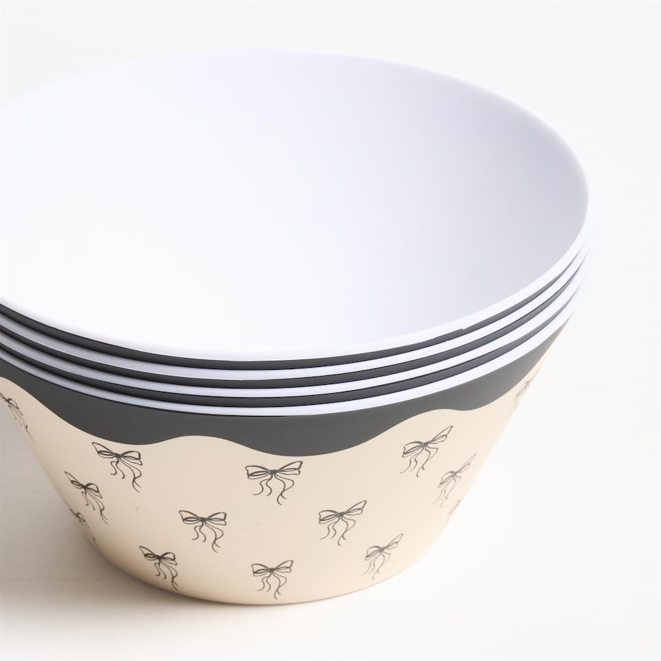 image 1 of OHS Summer Print Plastic Picnic Bowls Set of 4 Lightweight Outdoor