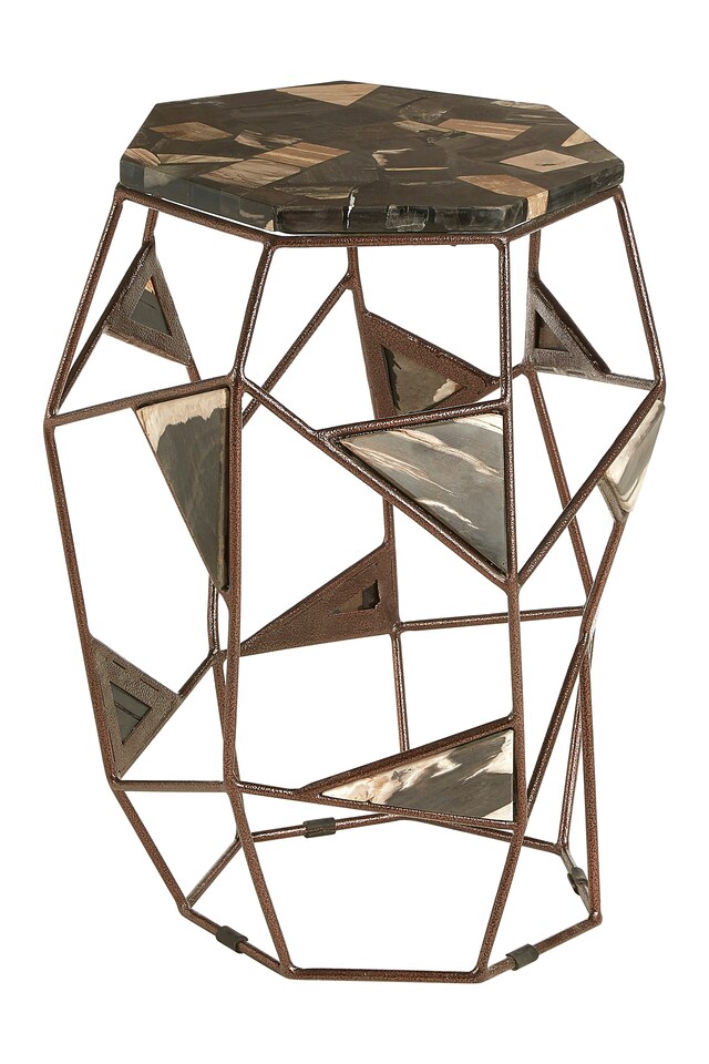 image 1 of Contemporary Design Side Table With Asymmetric Frame, Wooden Top Small Bedside Table, Rustic Side Table | Cream