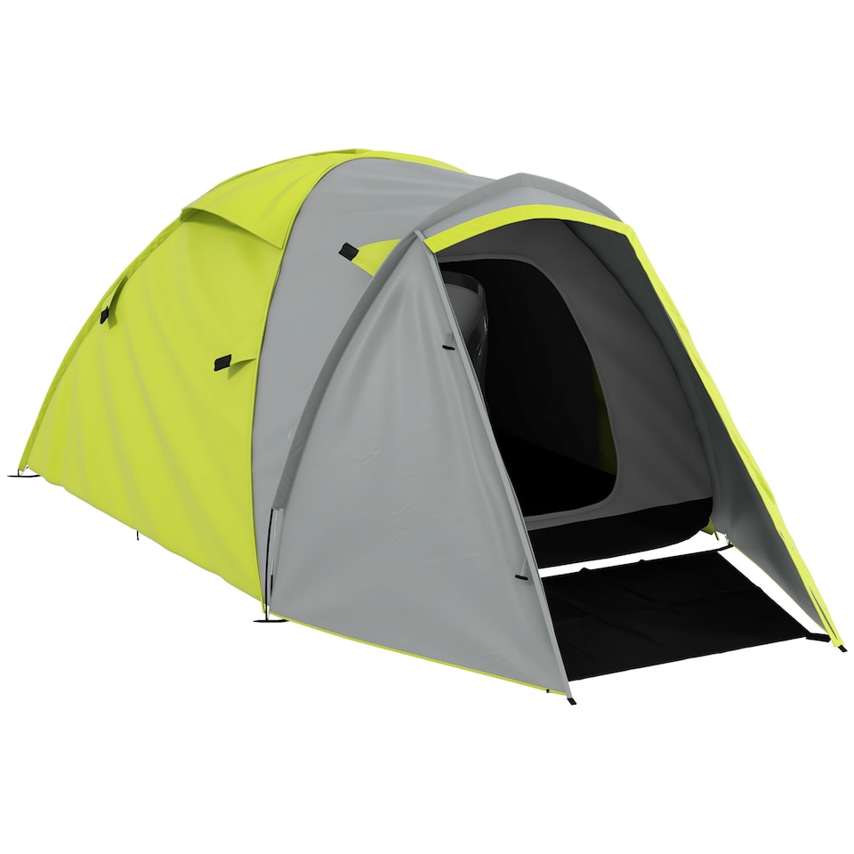image 1 of Outsunny 2 Man Camping Tent with Living Area, 2000mm Waterproof, Yellow
