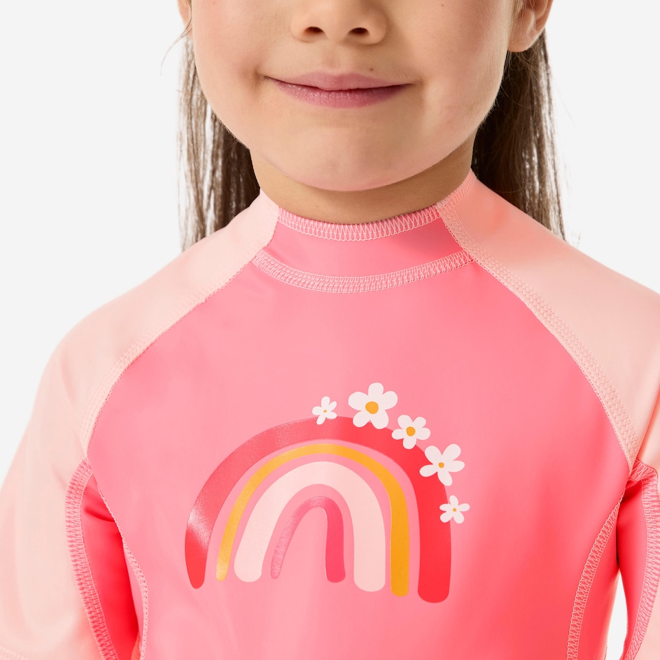 image 1 of Decathlon Baby UV Protection Wetsuit Kloupi Pink Rainbow Print