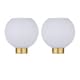 image 1 of Set of 2 Betchley - Battery Operated Satin Brass Lamp with White Glass | Gold | White | Medium | 2