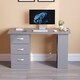 image 6 of Vida Designs Mason 3 Drawer 3 Shelf Computer Desk Home Office Workstation, Grey