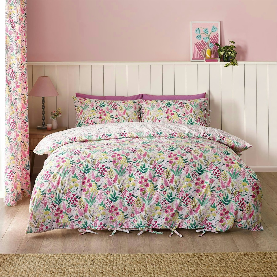image 1 of Catherine Lansfield Tilly Floral Pink Duvet Cover Set Pink | Double
