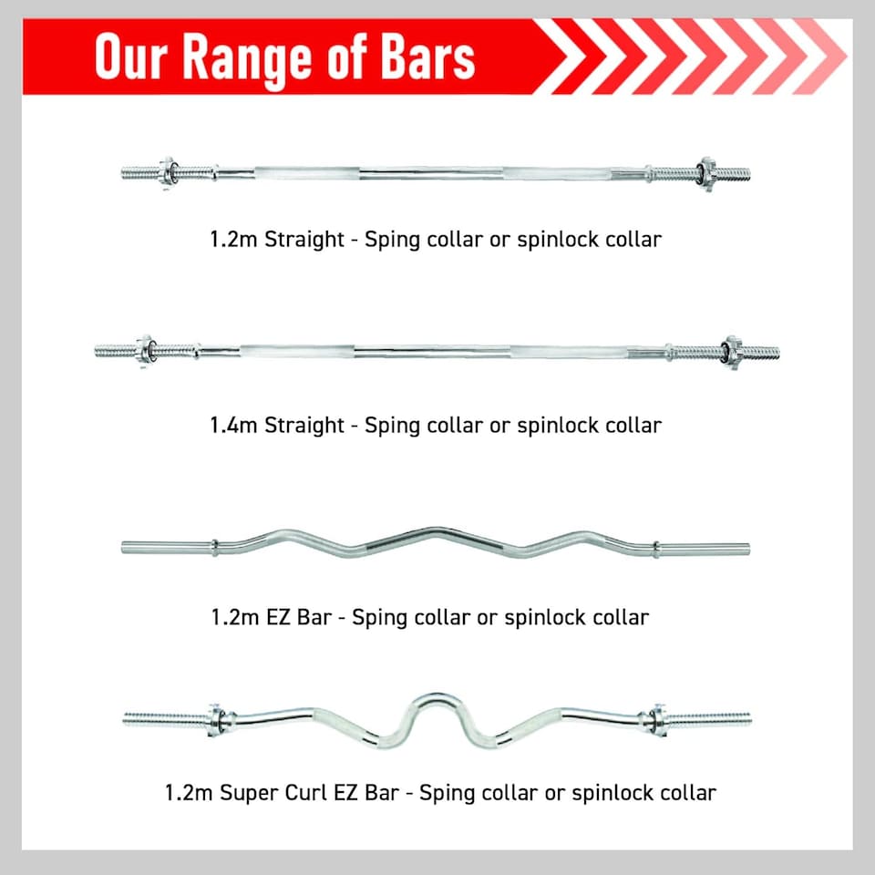 image 1 of Body Revolution Straight Barbell Bar 1" Standard 1.4m Spring Collar