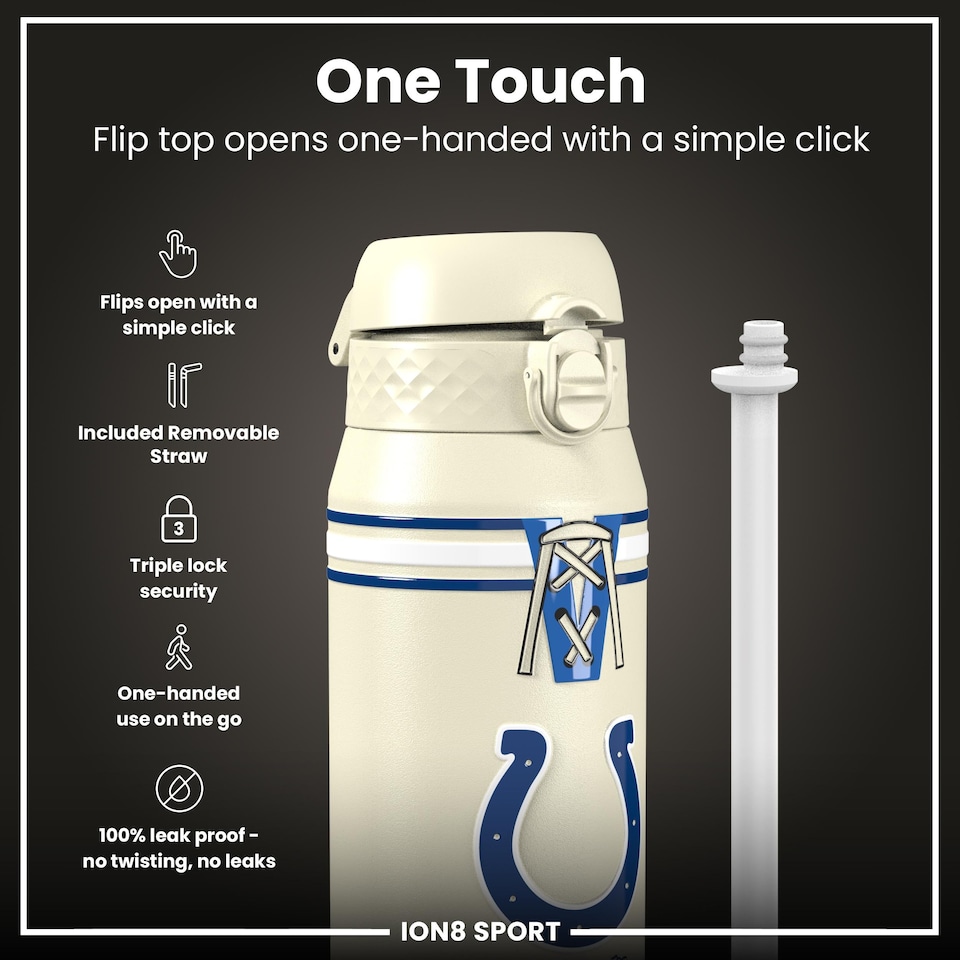 image 1 of NFL x Sports, Vacuum Insulated Steel Bottle, Series, 750ml (24oz) | Cream | NFL Throwback Colts | One Size