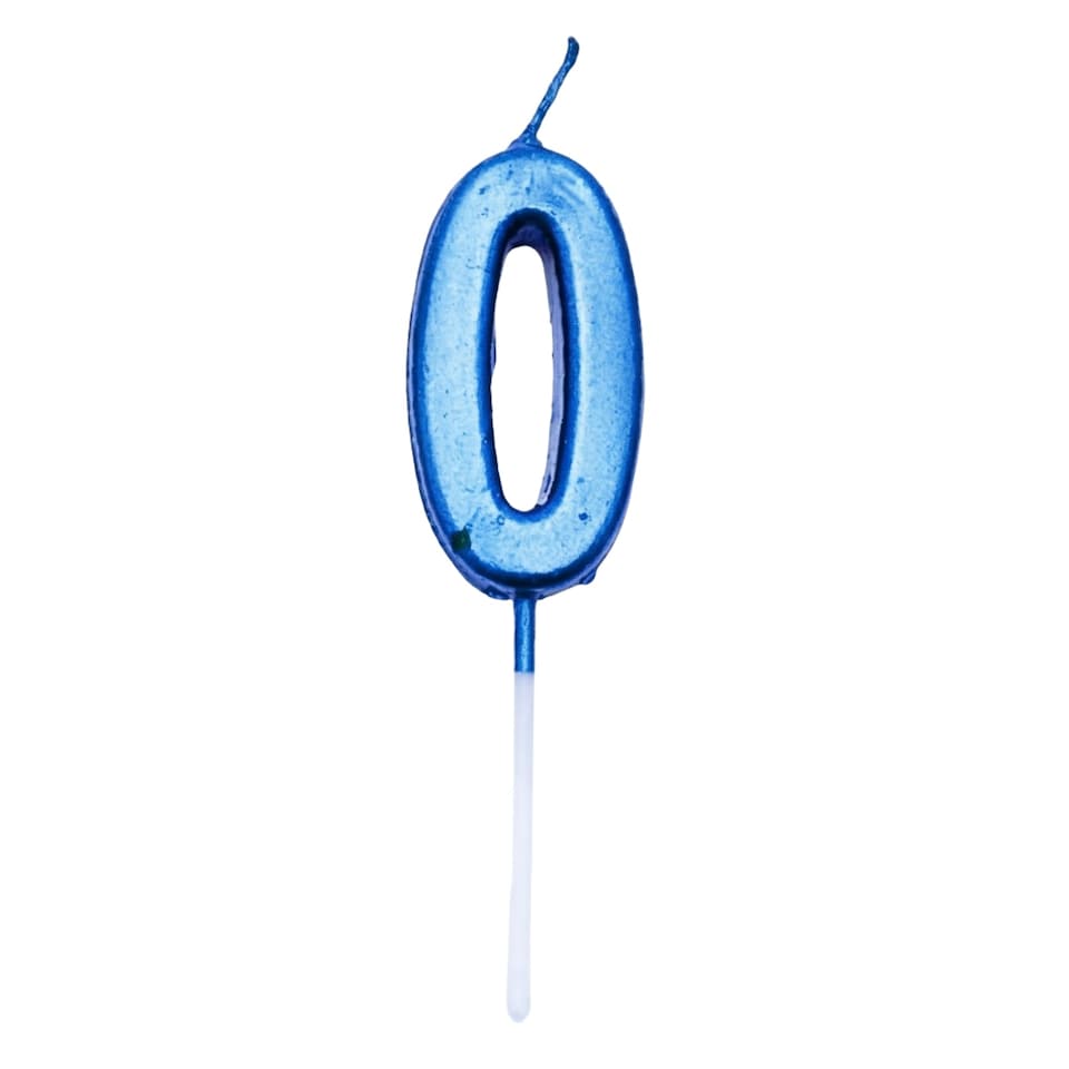 image 1 of Blue 0 Number Candle Birthday Anniversary Party Cake Decorations Topper | Blue