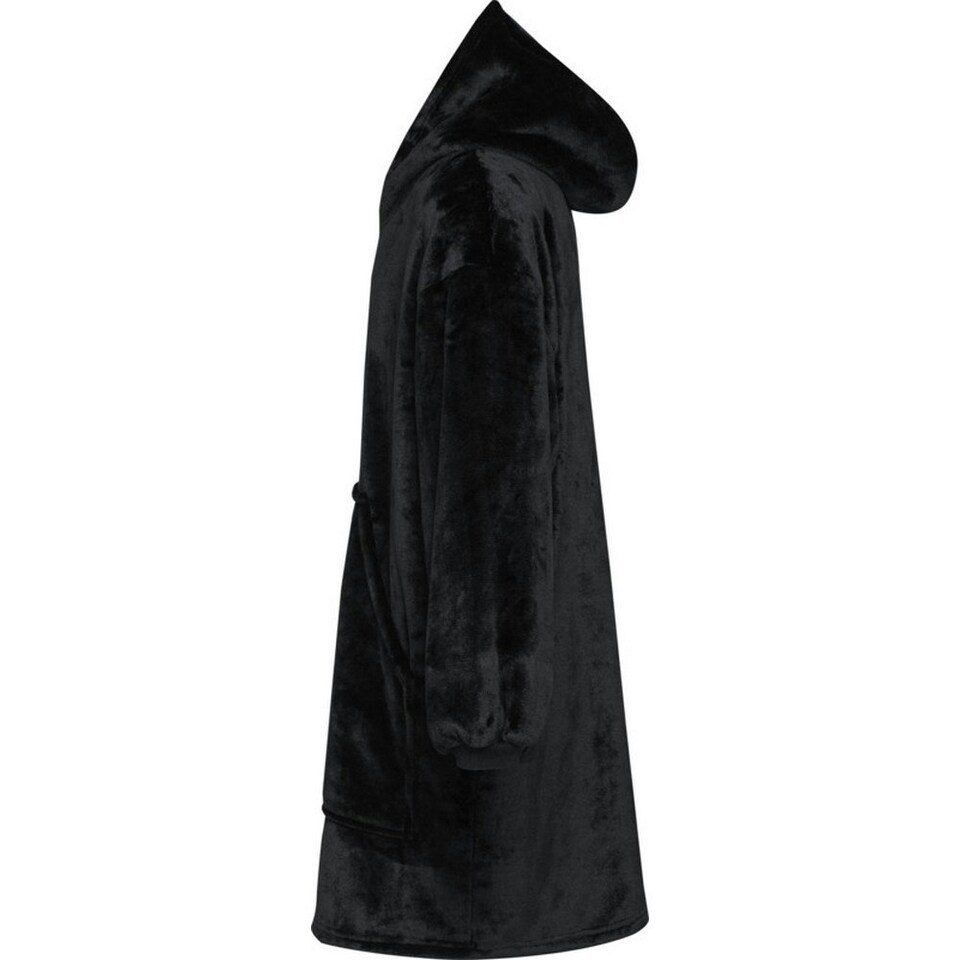 image 1 of Unisex Adult Denali Hoodie Blanket - Solid Black - One Size Black