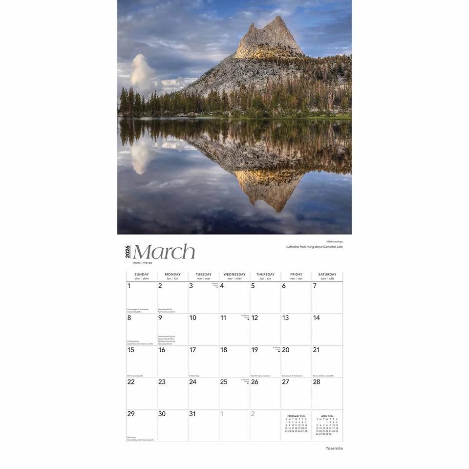 image 1 of Yosemite Calendar 2026, Wall Calendars, Month To View, Travel, Gift