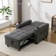 image 9 of Hudson 1-Seater Sofa Bed Linen Fabric with Cup Holders (Grey)