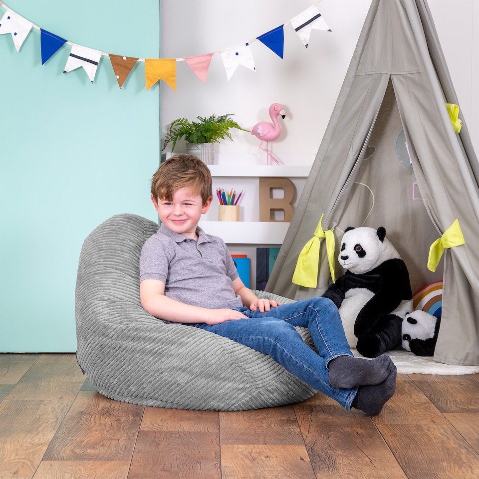 image 1 of Dalton Kids Beanbag Corduroy Light Grey Set of 2 | Grey | Light Grey | M | 2