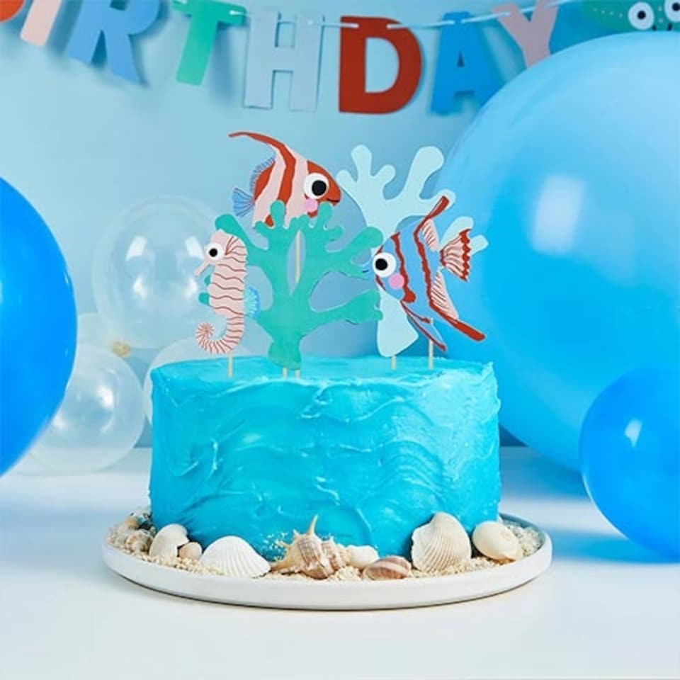 image 1 of Fish & Coral Cake Topper Set - Pack of 5