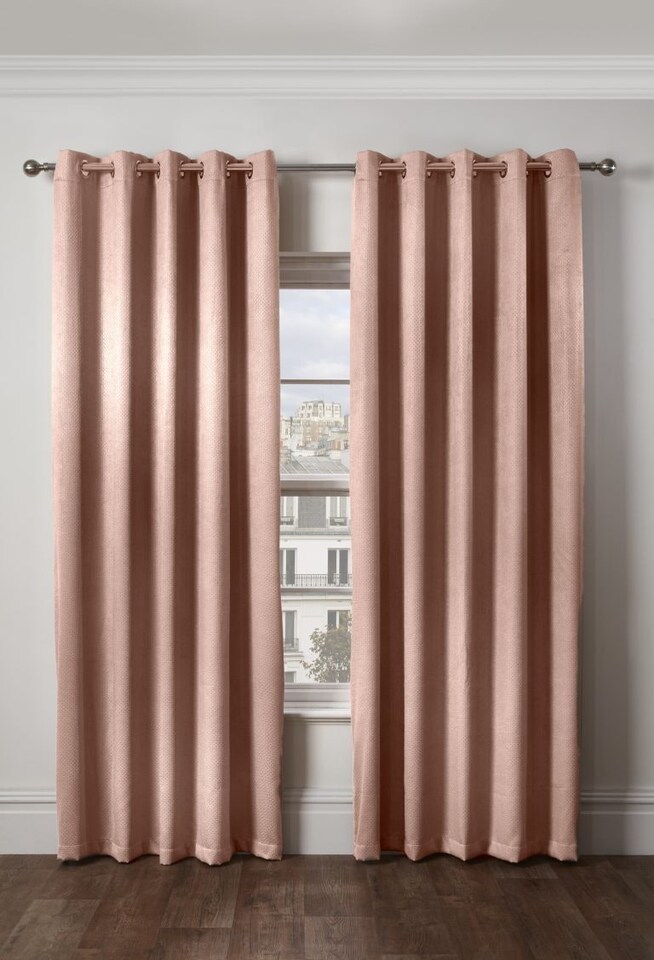 image 1 of Metro Thermal Blackout Eyelet Curtains 168cm x 183cm Blush Pink | Pink | Pink