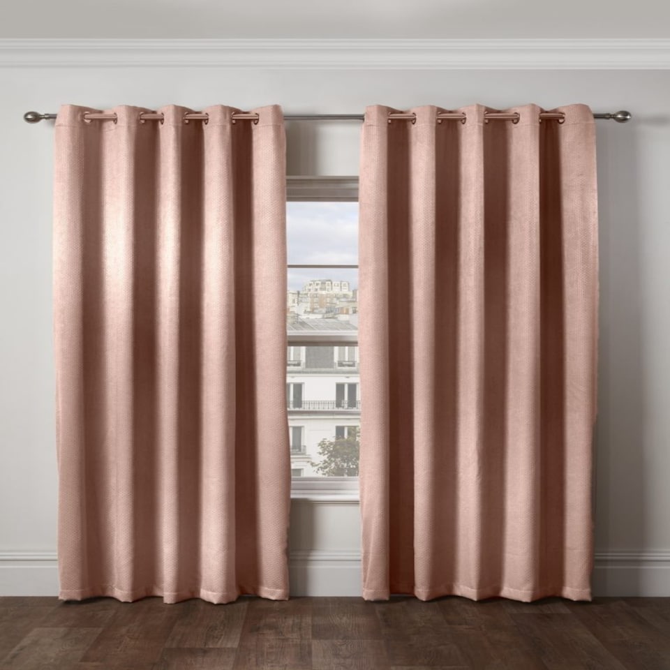 image 1 of Metro Thermal Blackout Eyelet Curtains 168cm x 183cm Blush Pink | Pink | Pink