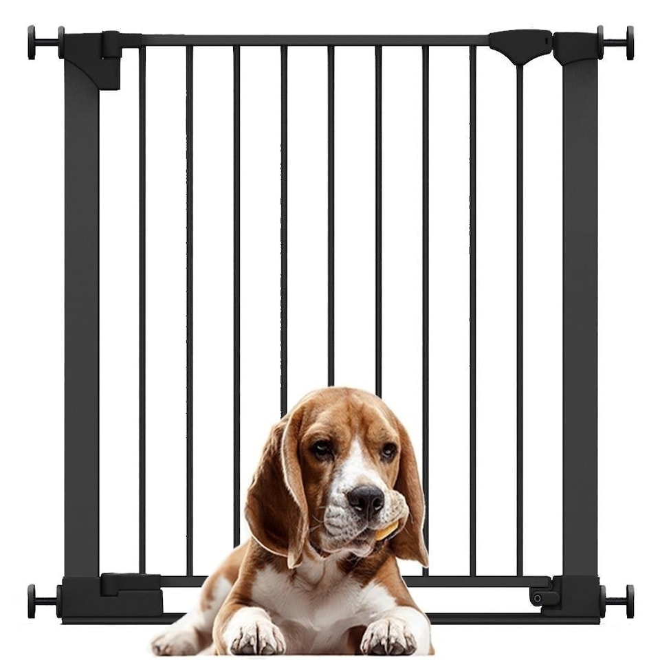 image 1 of Bettacare SafeStep Dog Gate, Black, 82cm - 89cm, Extra Low Walkthough, 67cm Extra Wide Doorway, One Piece Extra Wide Pet Gate